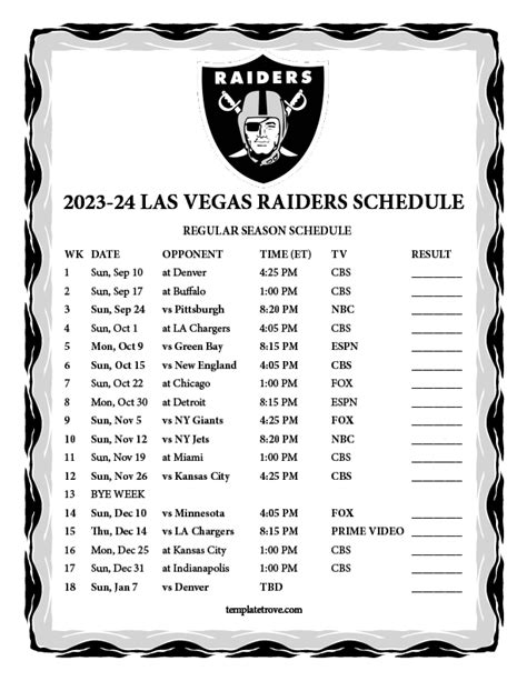 Raiders 2024 NFL schedule release: Las Vegas。